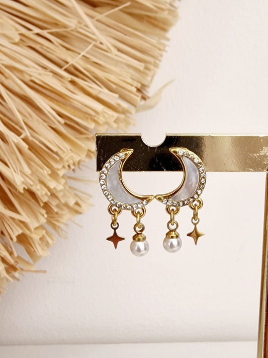 BOUCLES D'OREILLES AKIRA ACIER OR