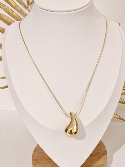 Collier goutte acier or