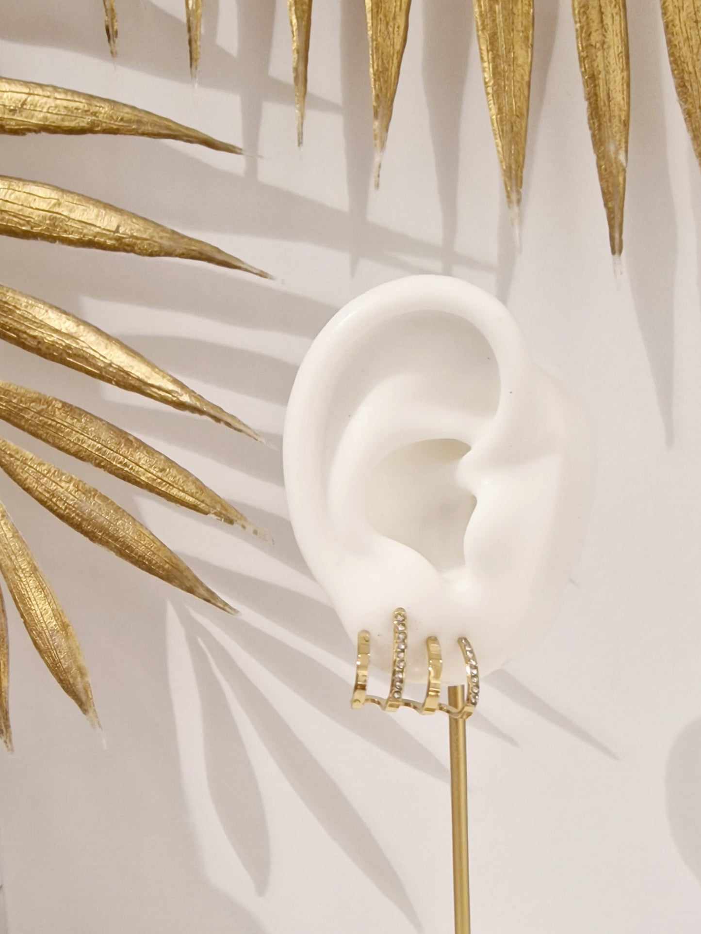 BOUCLES D'OREILLES 4 EN 1 EVRA ACIER OR