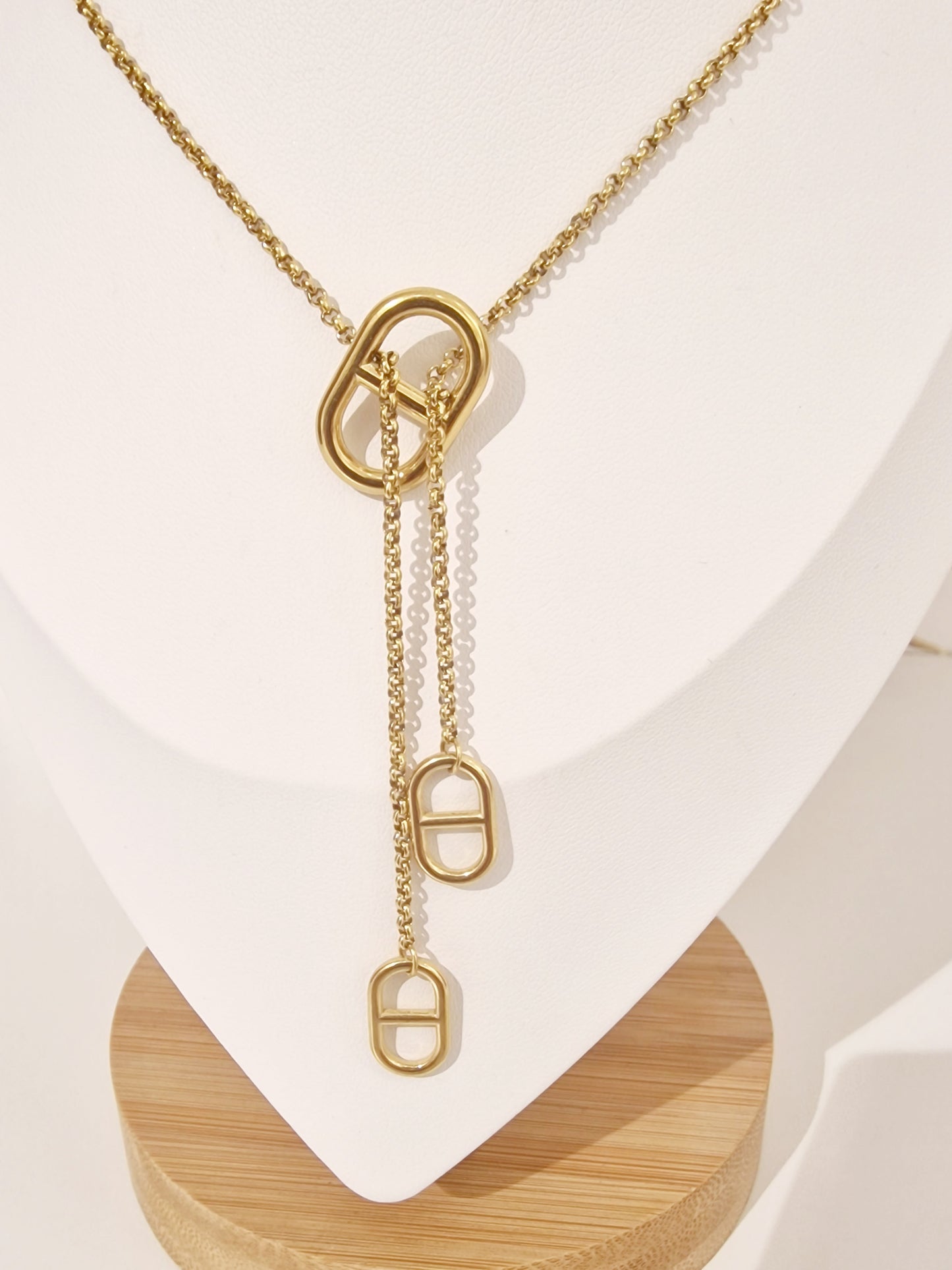 COLLIER FIDJI ACIER OR