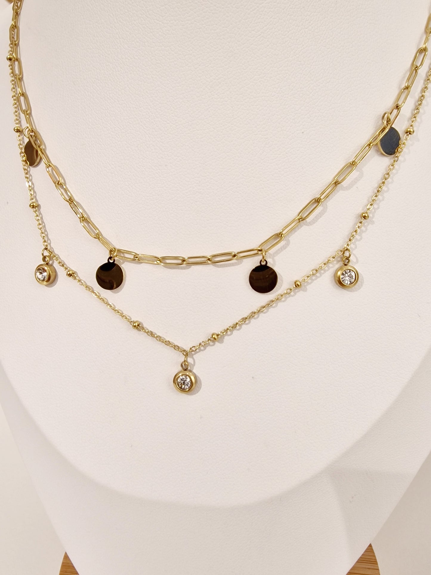 COLLIER 2 EN 1 MILANE ACIER OR