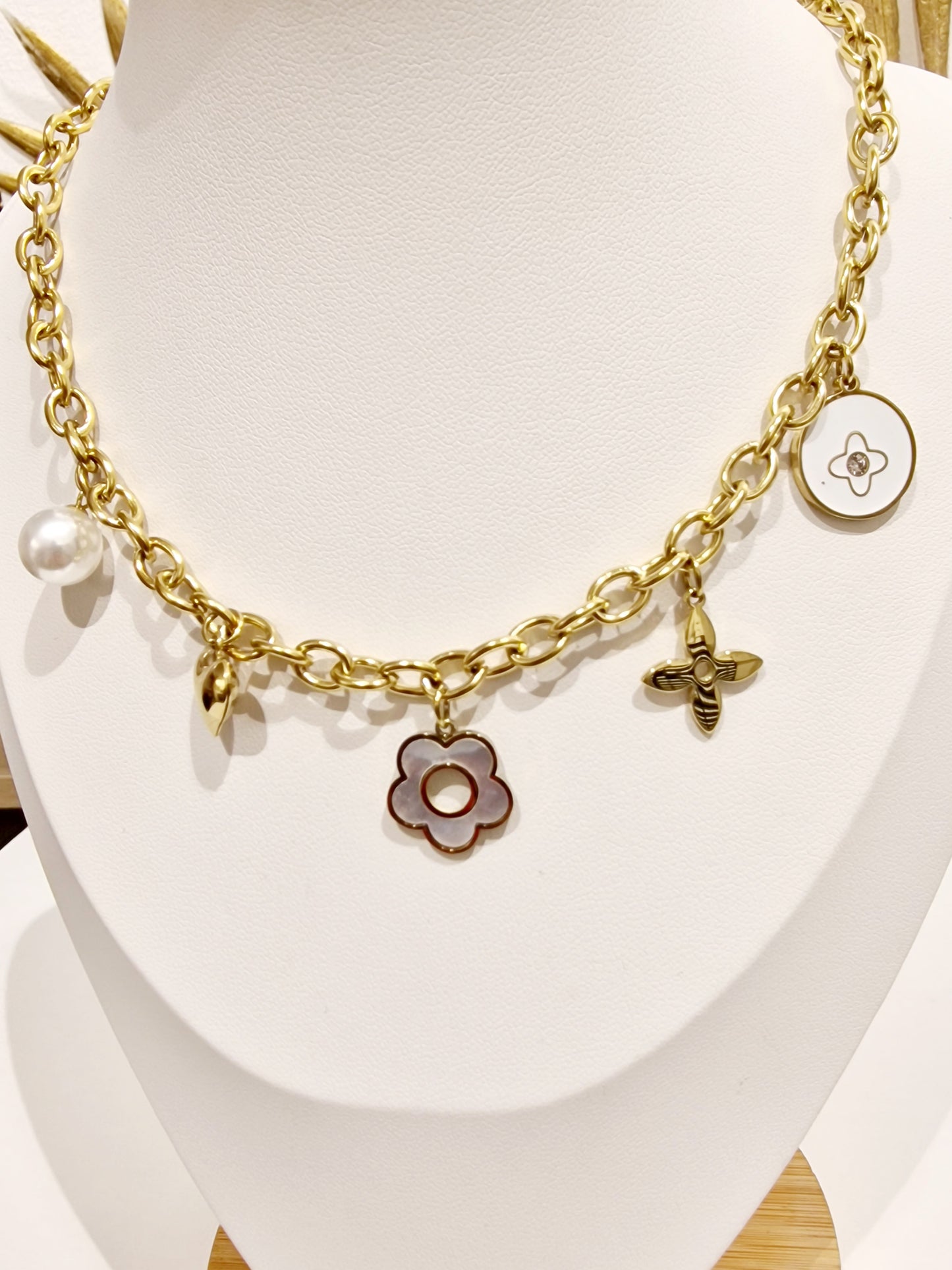 COLLIER SOLEYA ACIER OR