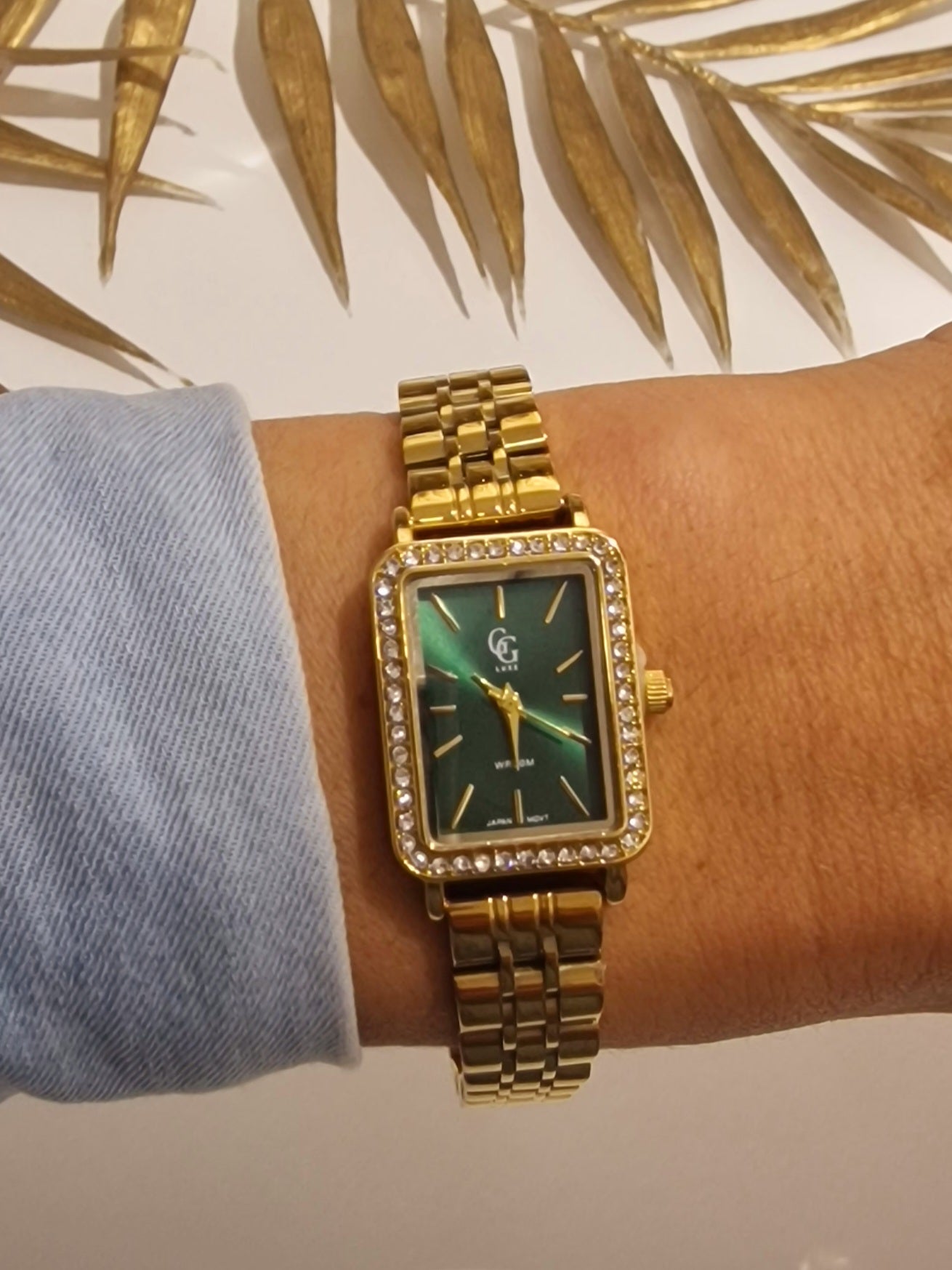 MONTRE JADE ACIER OR