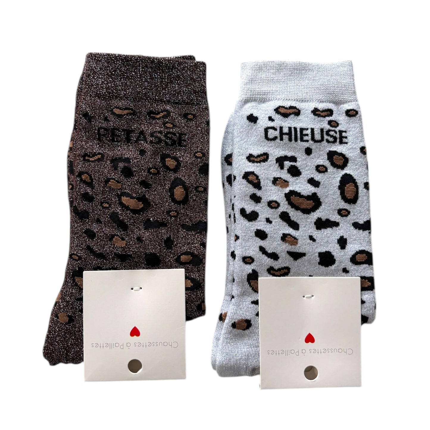 CHAUSSETTES À PAILLETTES LÉOPARD