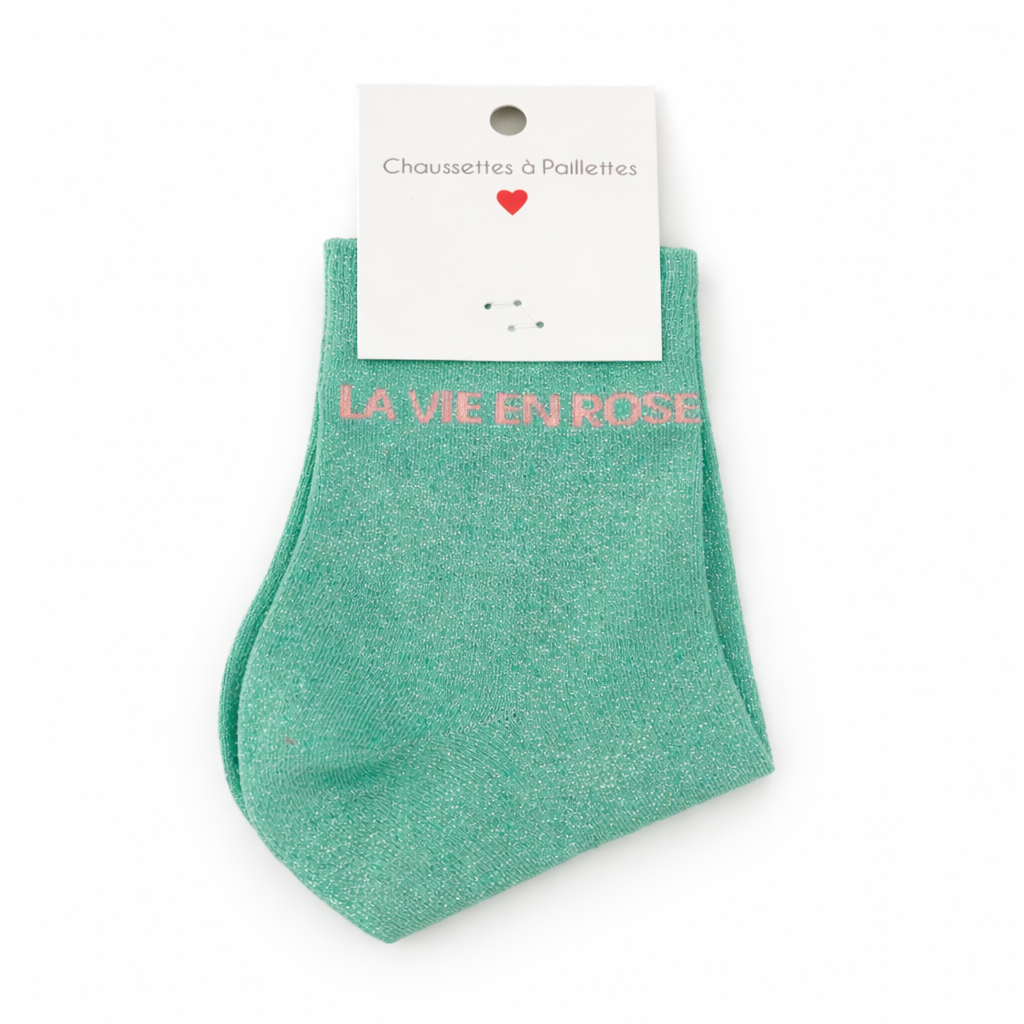 CHAUSSETTES À PAILLETTES -LA VIE EN ROSE