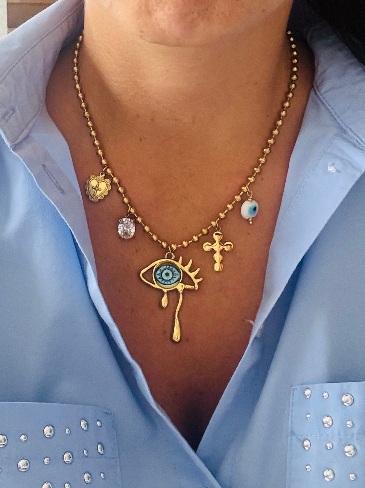 COLLIER NAIA ACIER OR