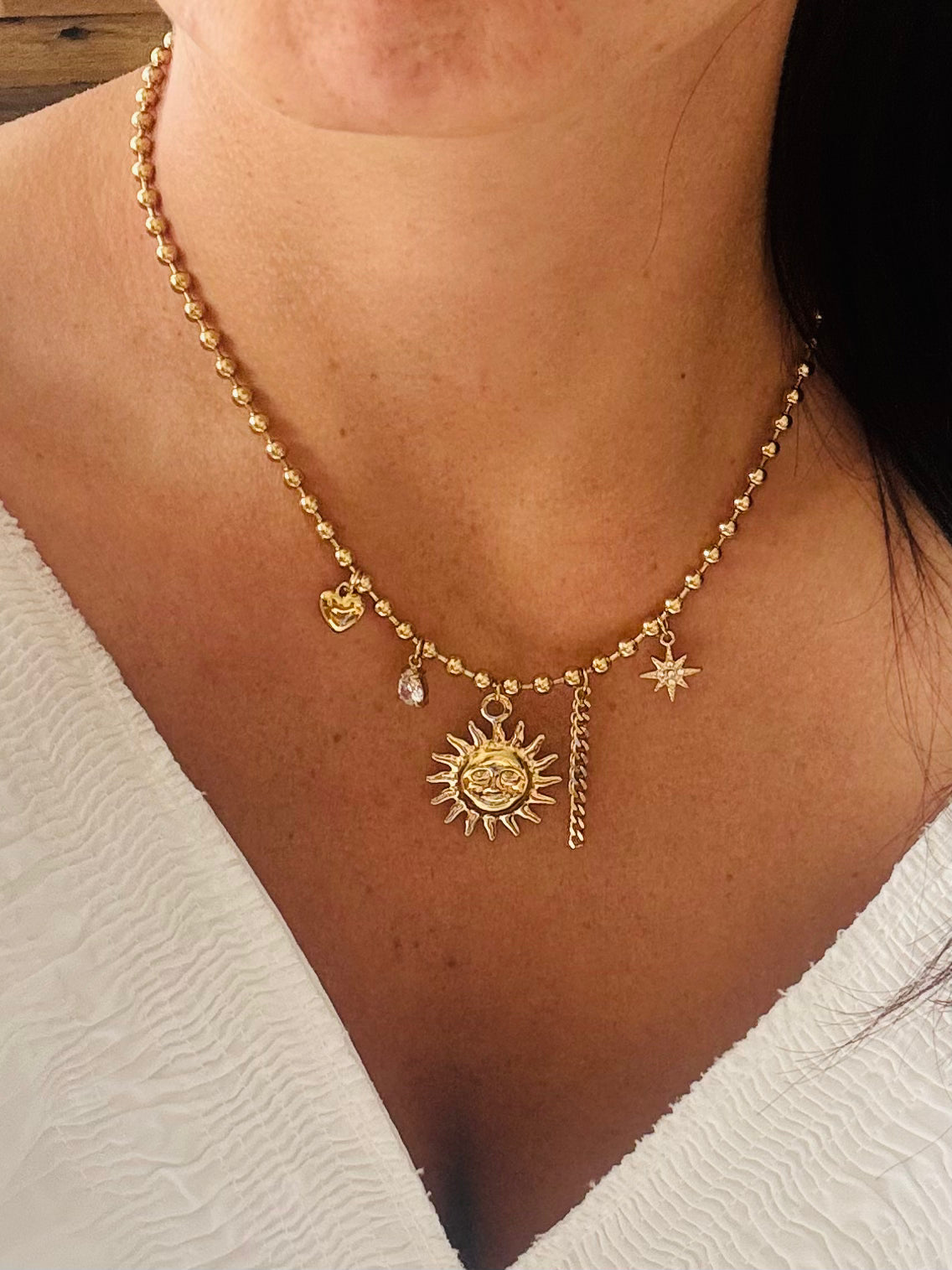 COLLIER TÉA ACIER OR