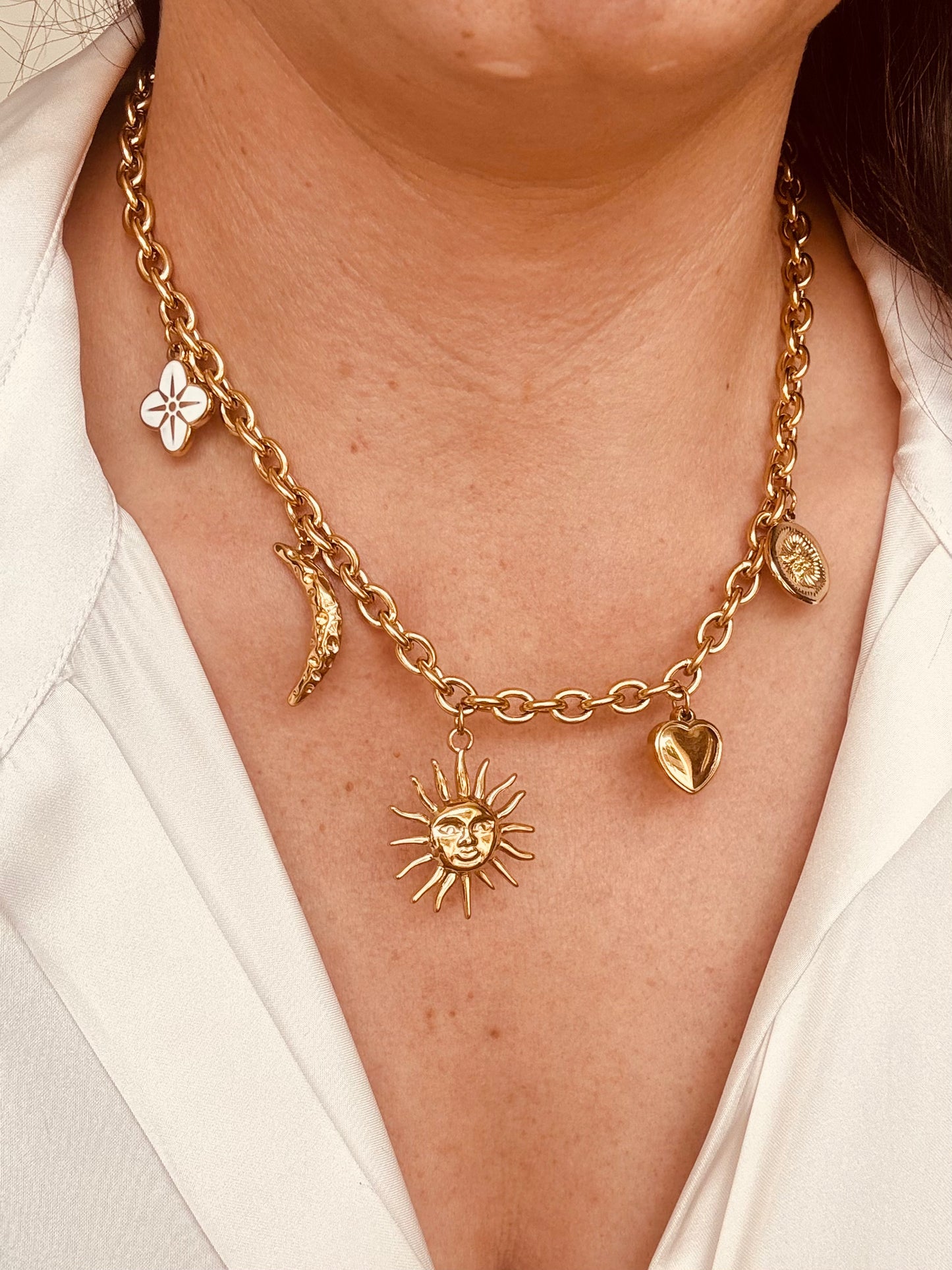 COLLIER HINA ACIER OR