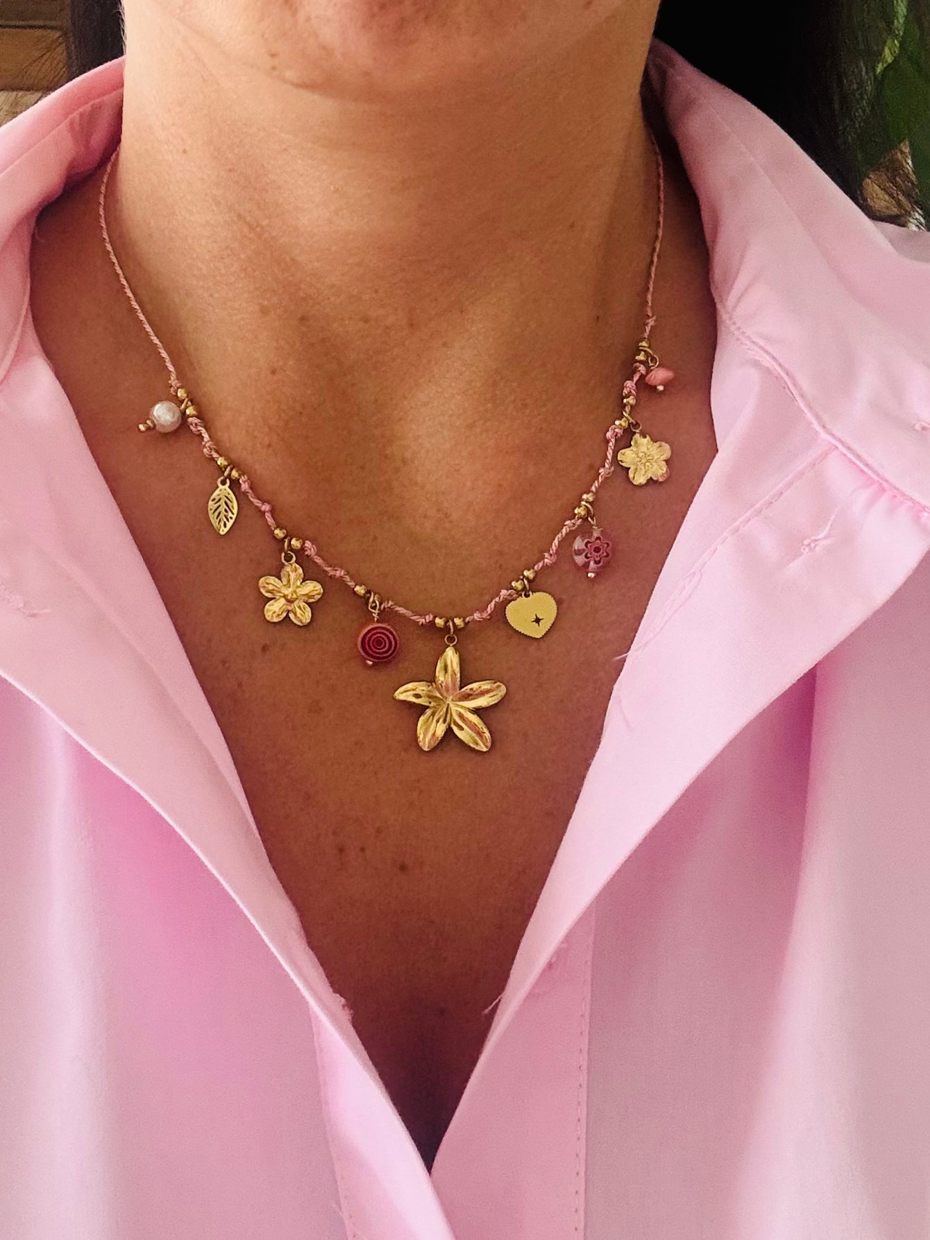 COLLIER NINA ACIER OR ROSE