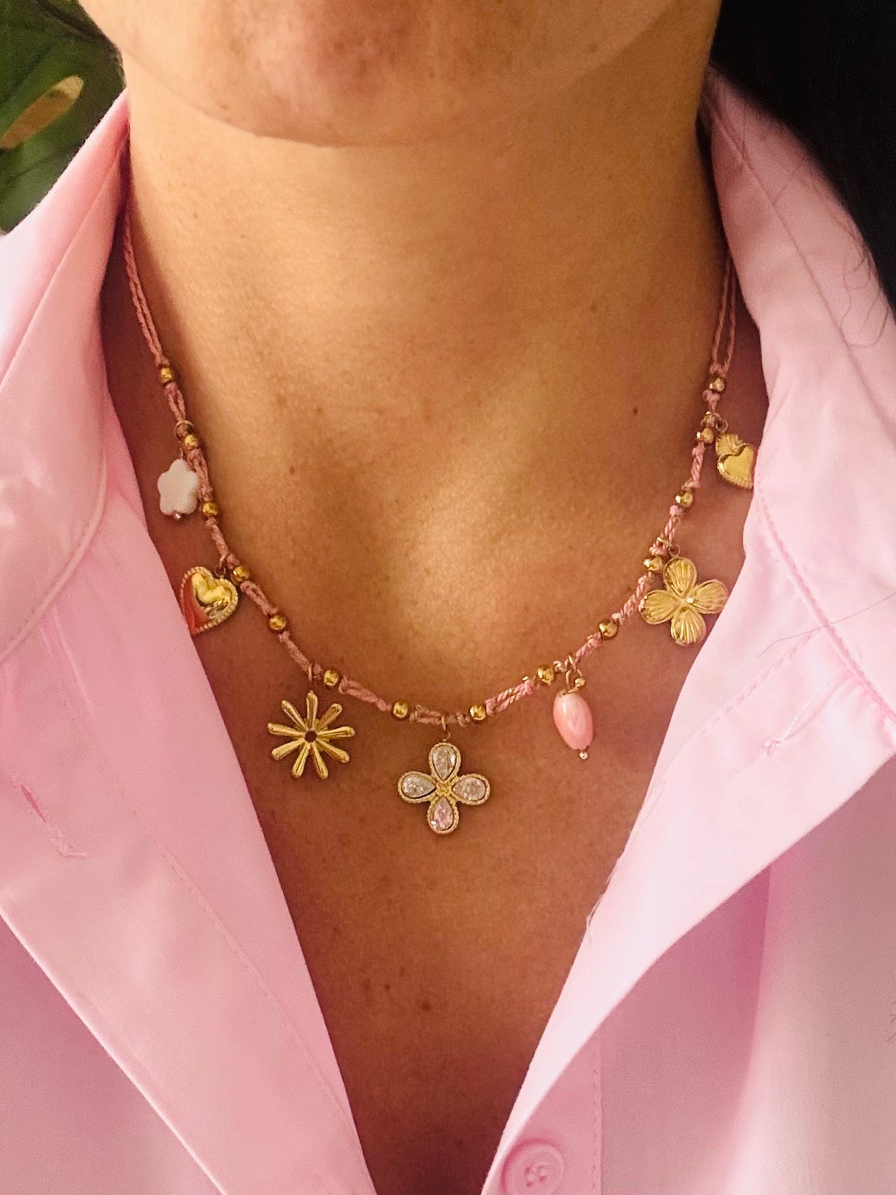 COLLIER ZITA ACIER OR ROSE