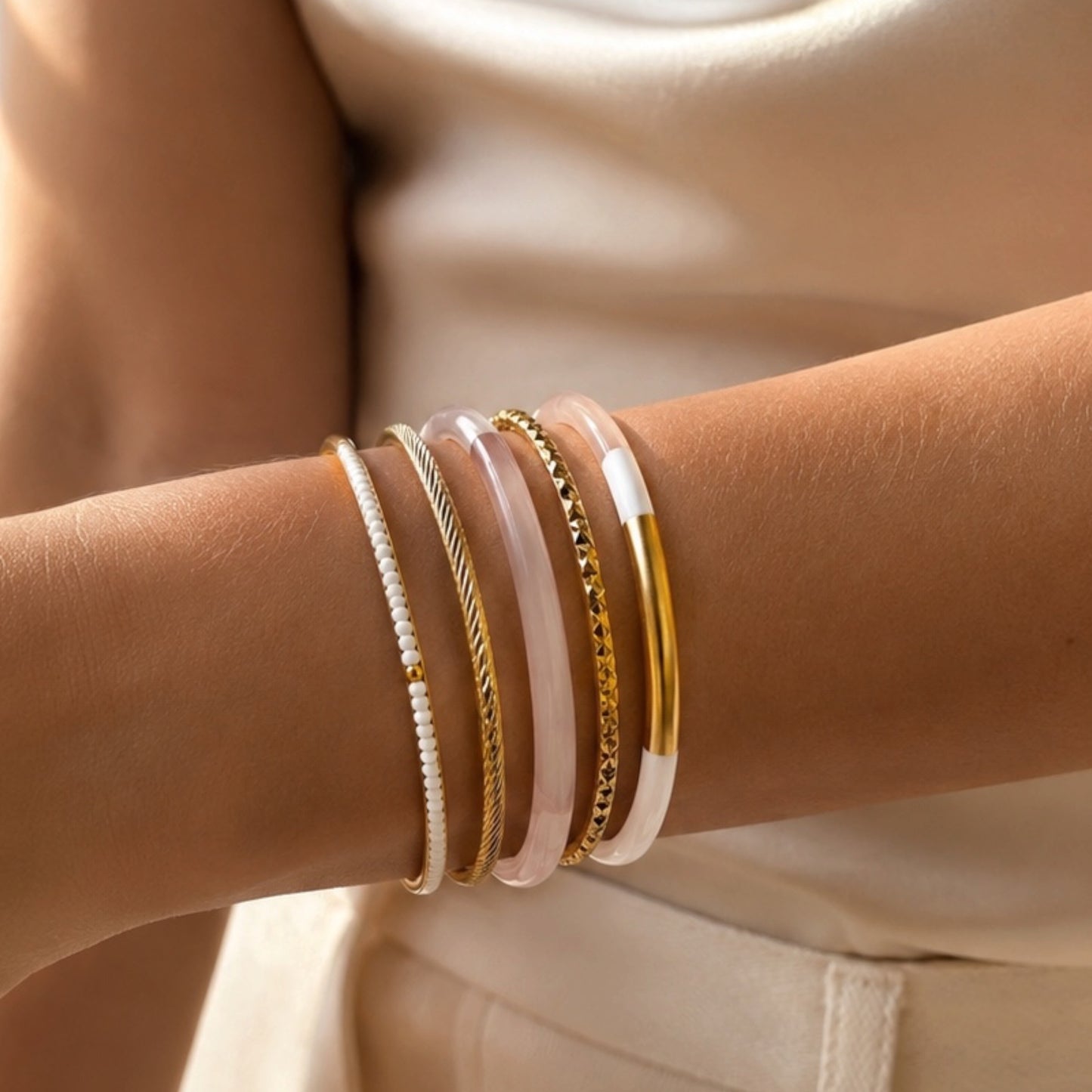 BRACELET JONC ELINA BLANC