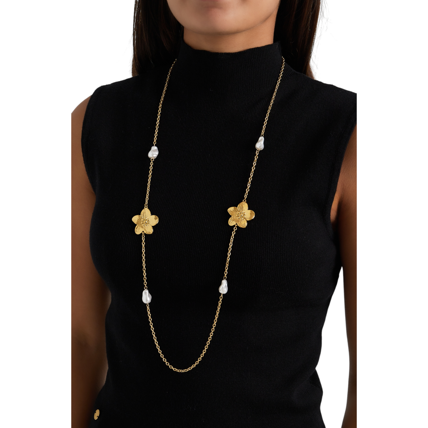 COLLIER SAUTOIR SIANA ACIER OR