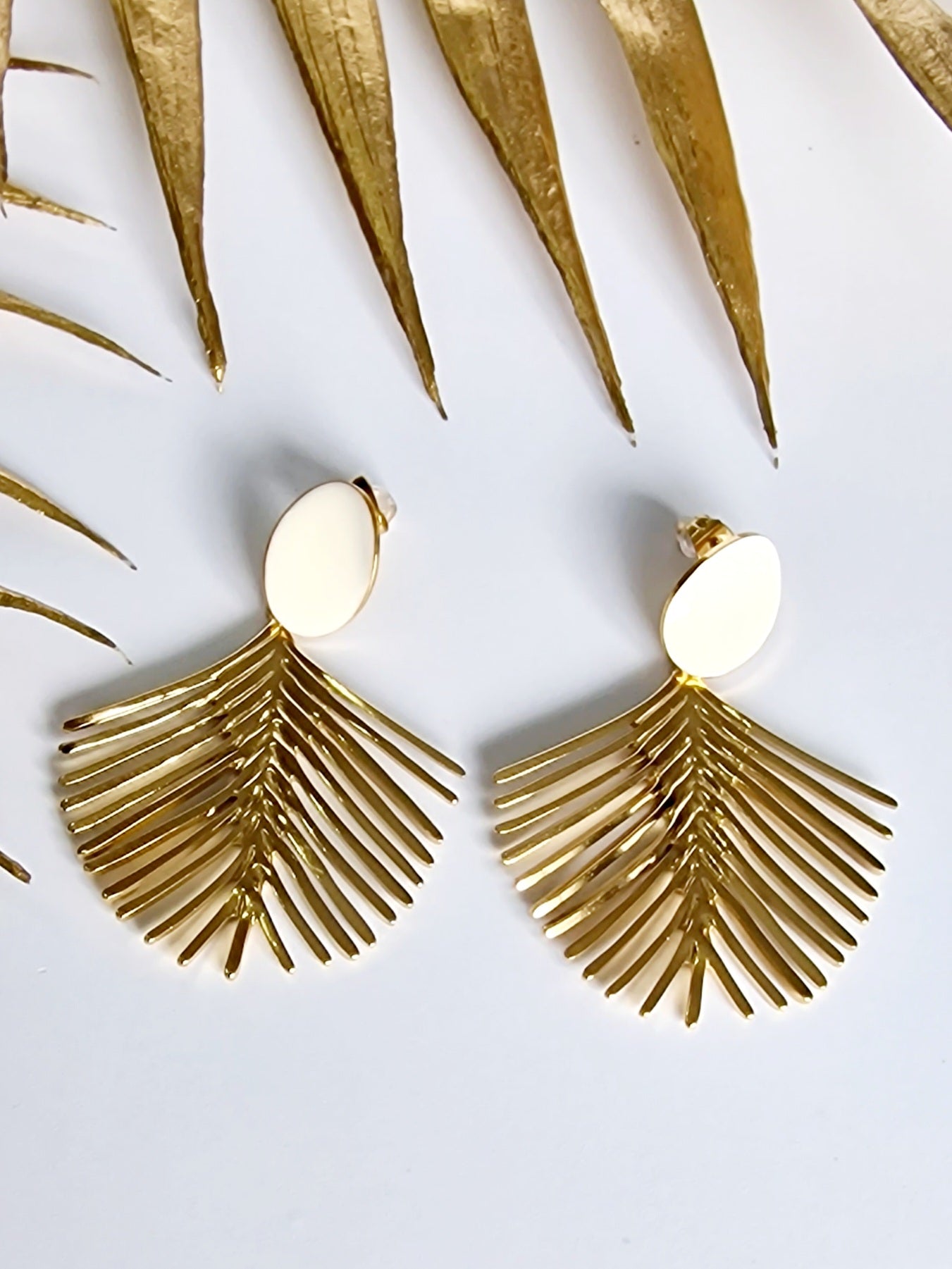 BOUCLES D'OREILLES LEANA ACIER OR ET BLANC