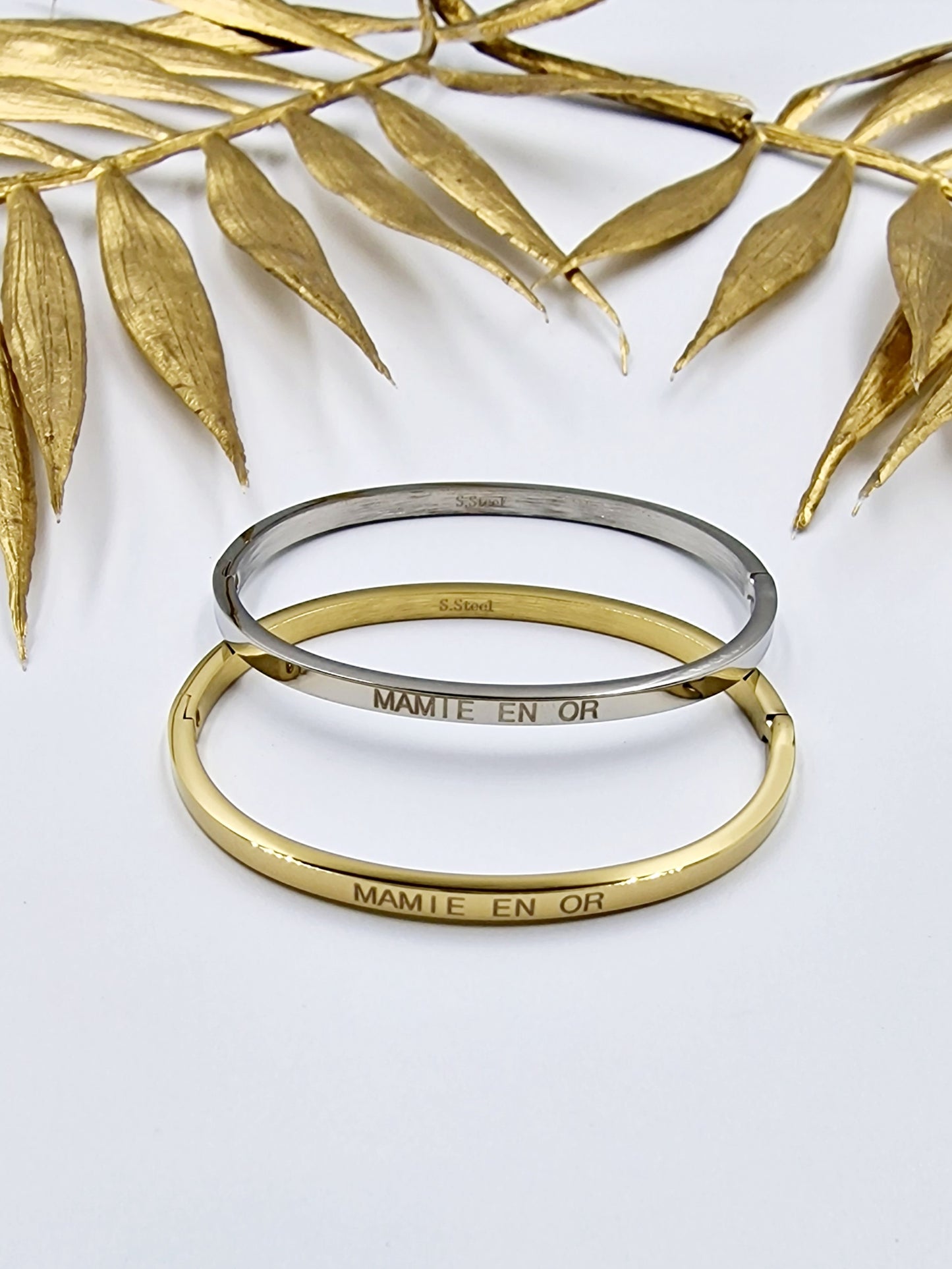 JONC MESSAGE ACIER (mamie en or)