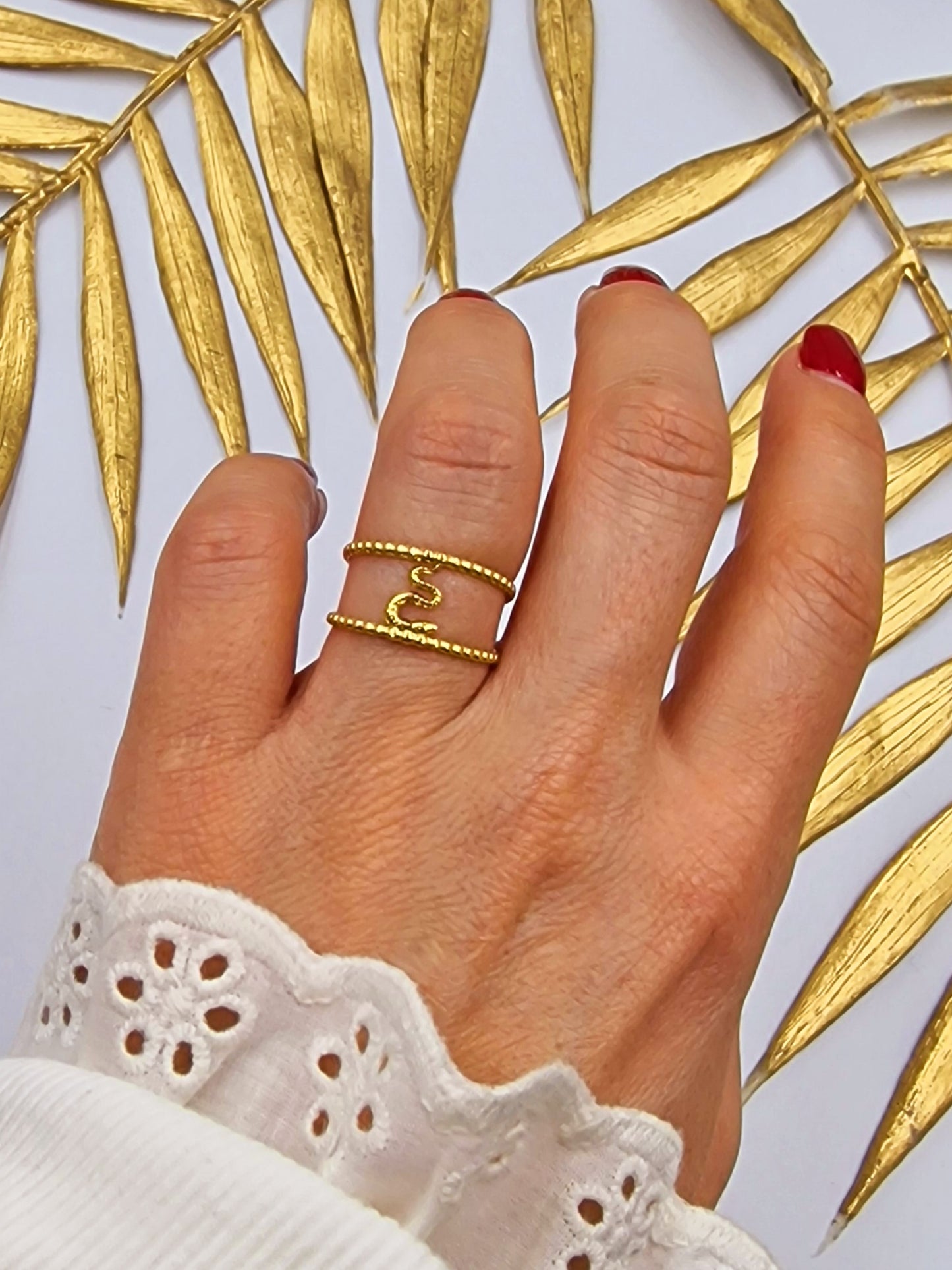 BAGUE JANET ACIER OR