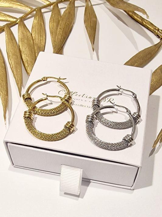 BOUCLES D'OREILLES HORTENSE ACIER