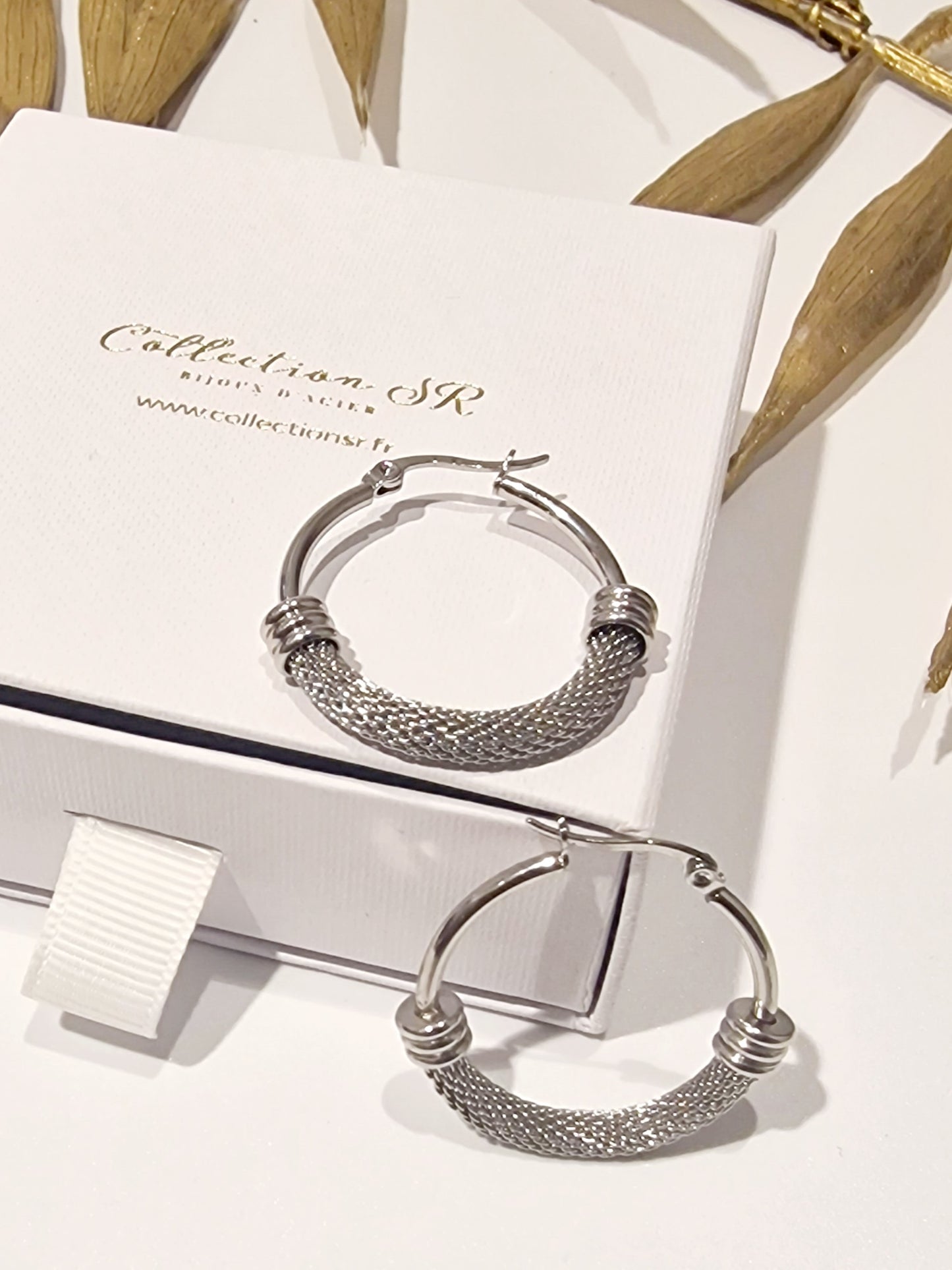 BOUCLES D'OREILLES HORTENSE ACIER