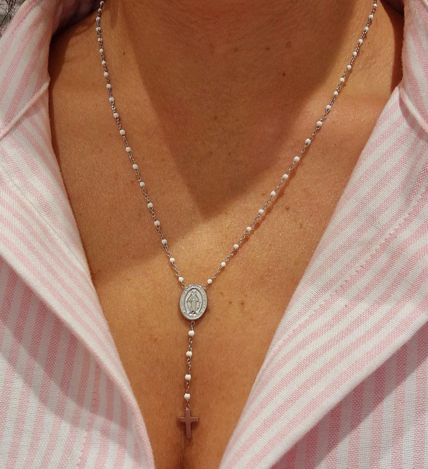 COLLIER MADONE ACIER ARGENT