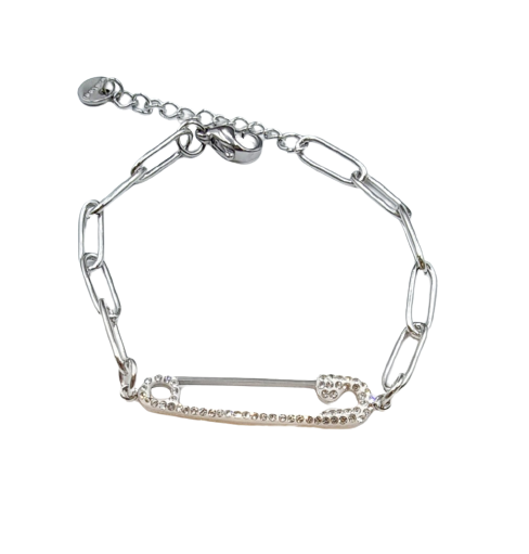 Bracelet épingle acier argent - Collection SR