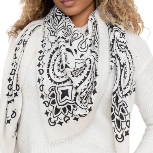 ÉCHARPE DOUCE HIVER CHÂLE CARRÉ 140CM ÉCRU