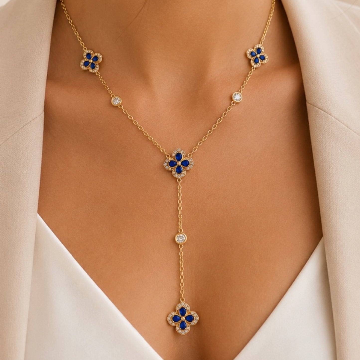 COLLIER ORLY ACIER BLEU