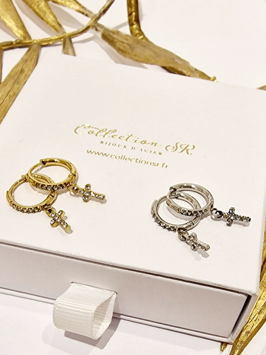 BOUCLES D'OREILLES PHILOMÈNE ACIER