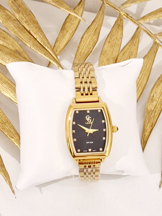 MONTRE IVOIRE ACIER OR ET NOIR