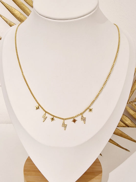 COLLIER ÉCLAIR ACIER OR