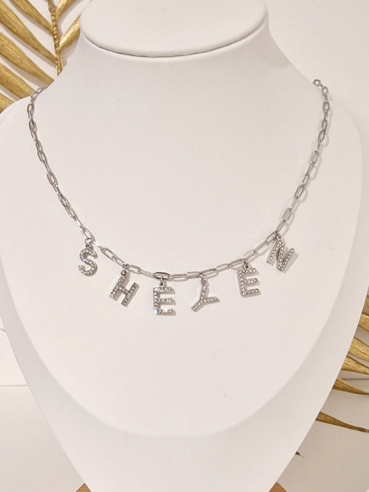 COLLIER NAME STRASS ARGENTÉ