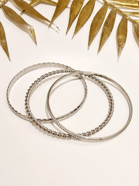 JONC BRIDJET ACIER ARGENT (lot de 3)