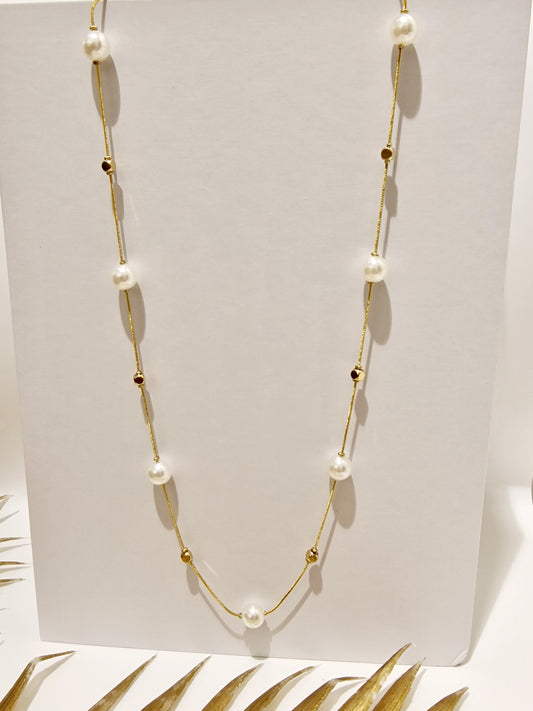 COLLIER SAUTOIR JOSEPHINE ACIER OR