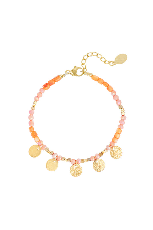 BRACELET CALIXTE ACIER OR ET ORANGE