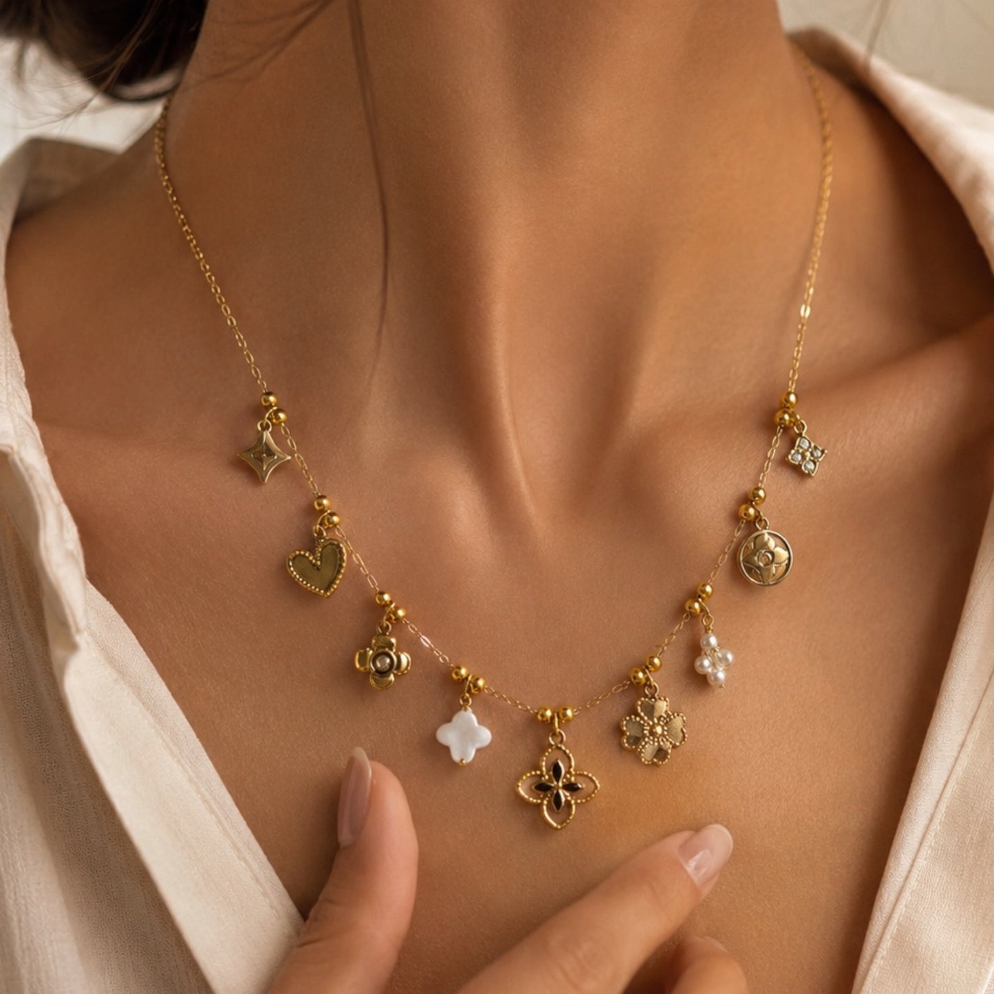 COLLIER ARIANA ACIER OR