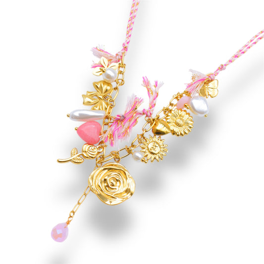 COLLIER KACIE ACIER OR ROSE