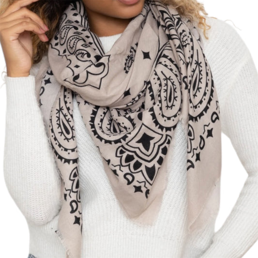 ÉCHARPE DOUCE HIVER CHÂLE CARRÉ 140CM TAUPE