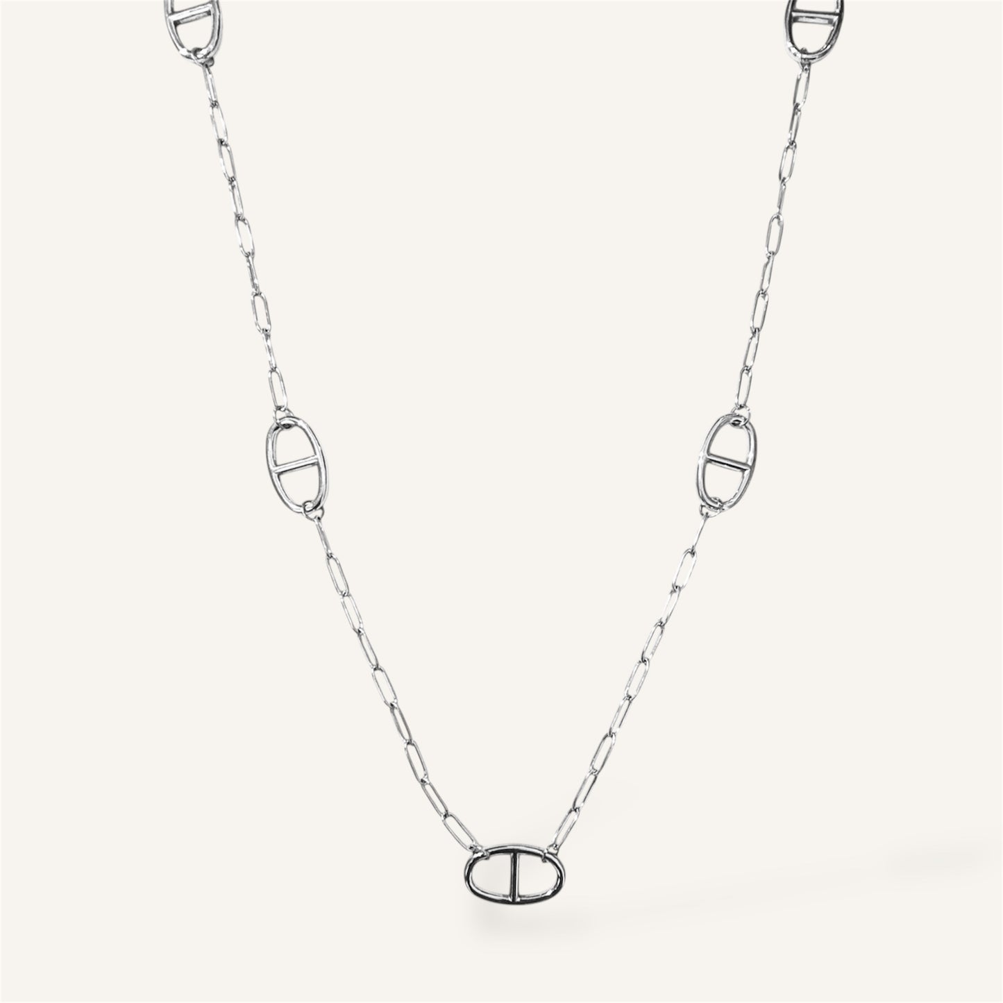 COLLIER SAUTOIR GLAMOUR ACIER