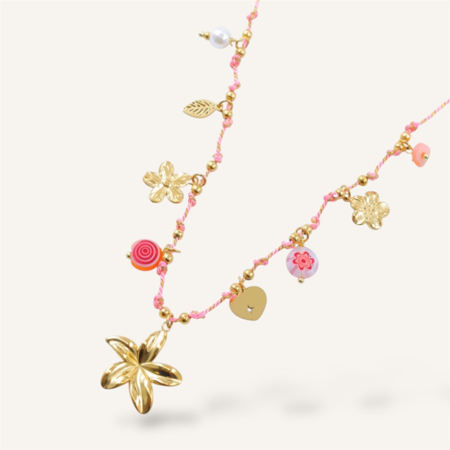 COLLIER NINA ACIER OR ROSE