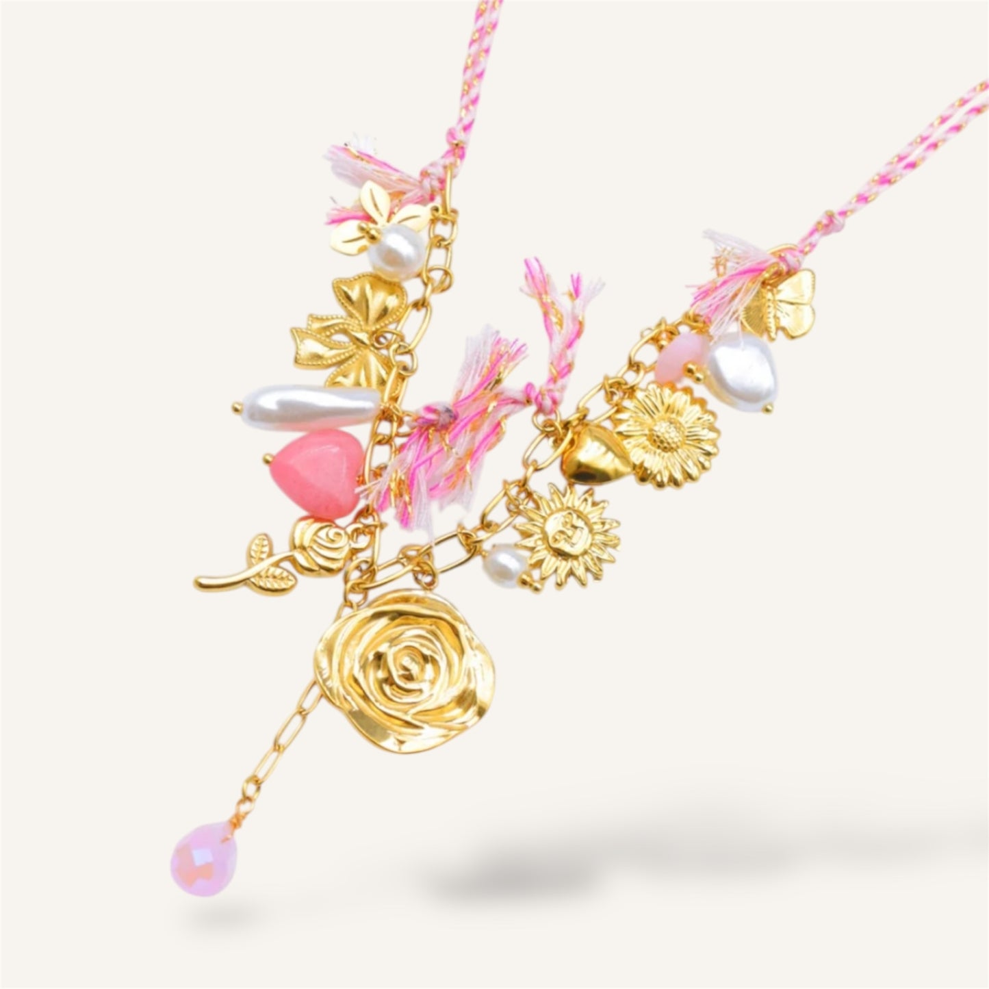 COLLIER KACIE ACIER OR ROSE