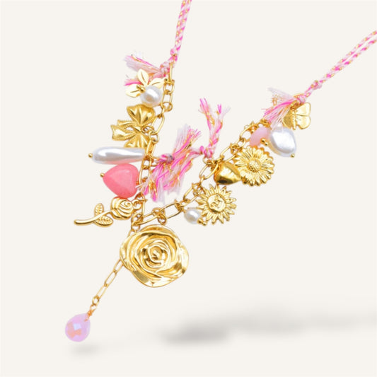 COLLIER KACIE ACIER OR ROSE