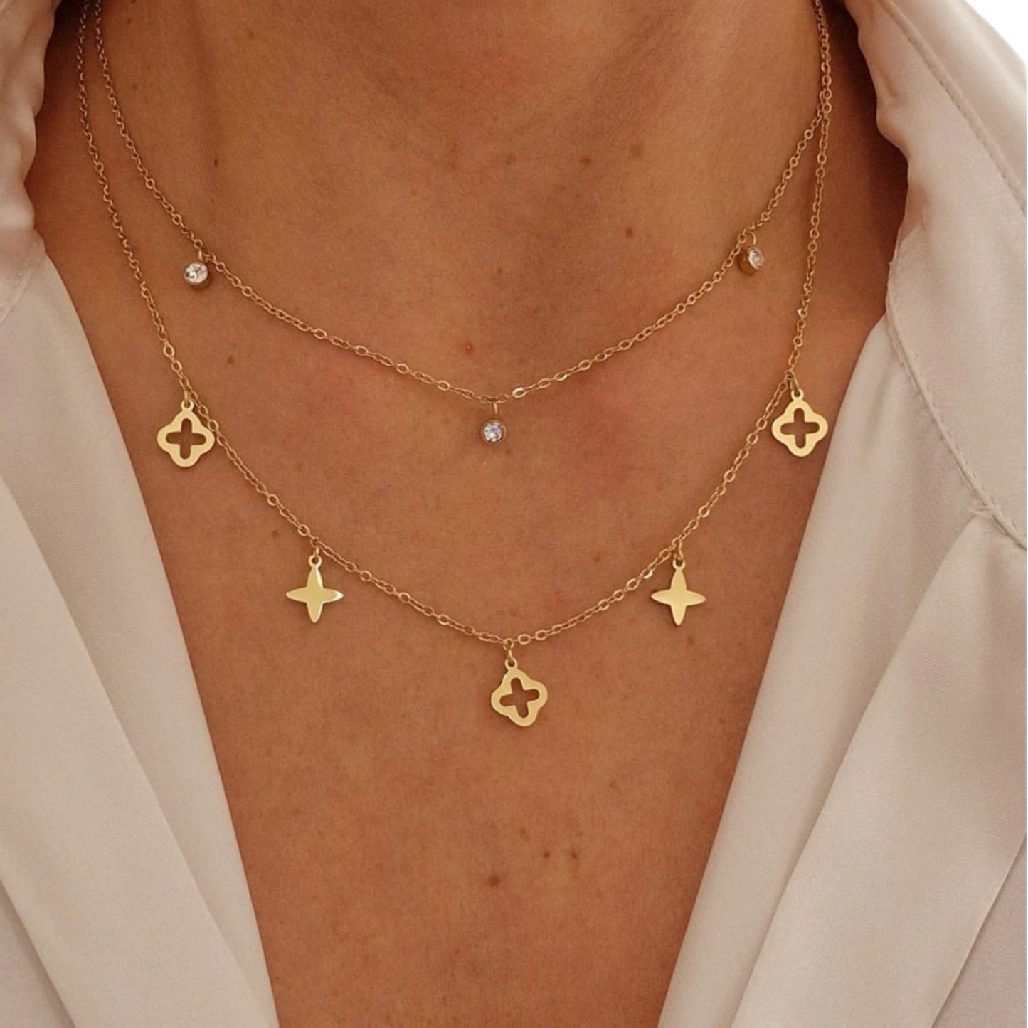 COLLIER 2 EN 1 GLORIA ACIER