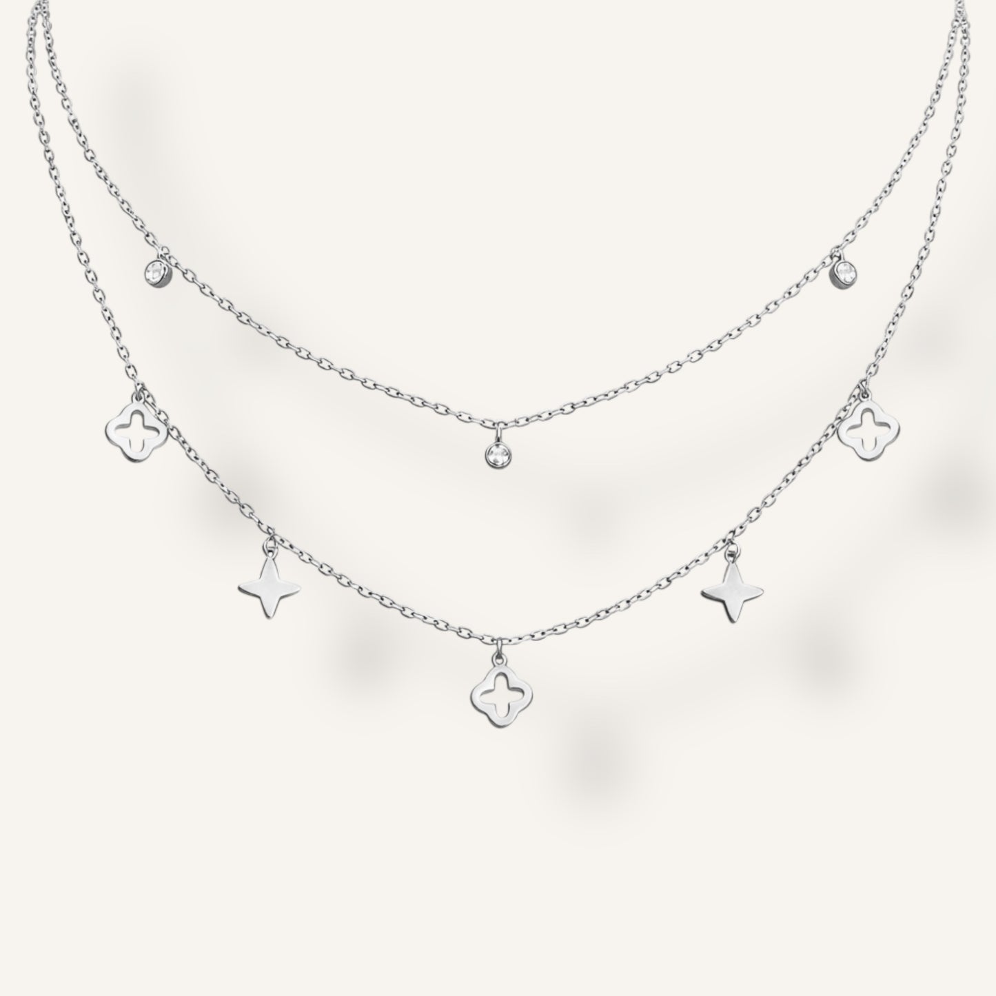 COLLIER 2 EN 1 GLORIA ACIER