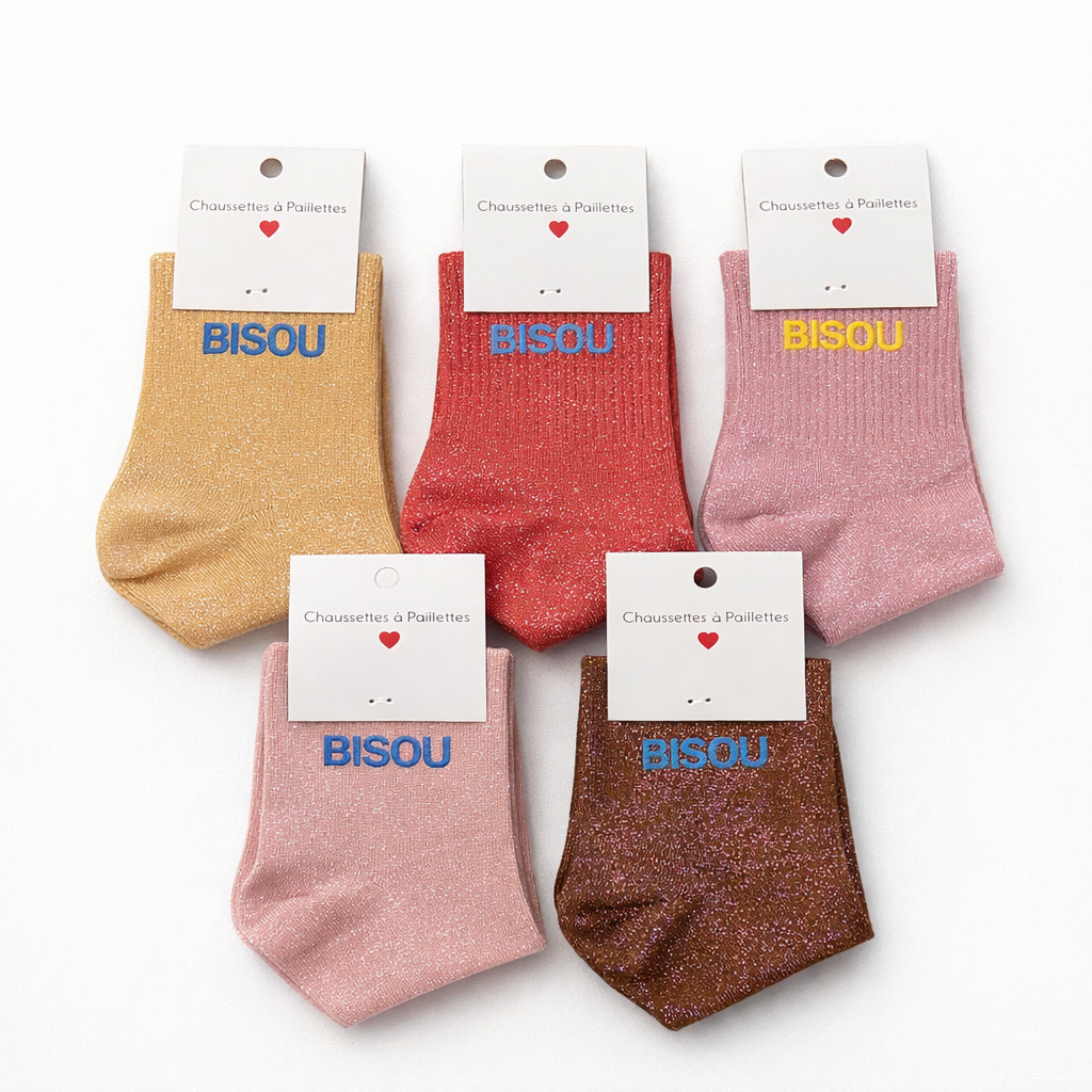 CHAUSSETTES À PAILLETTES -BISOU