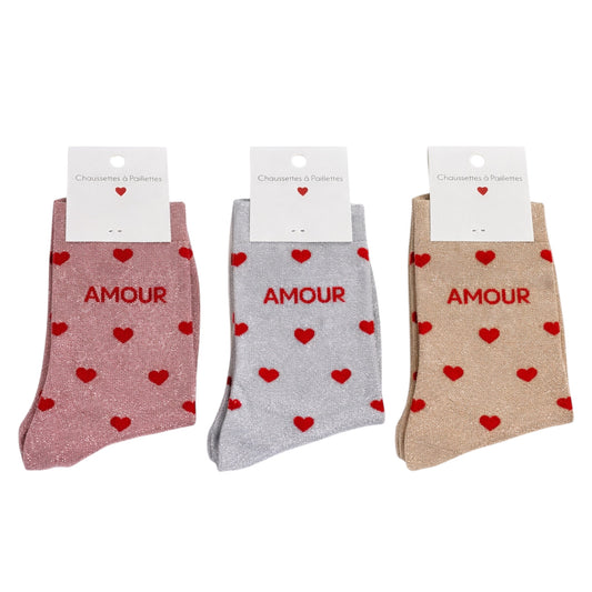 CHAUSSETTES À PAILLETTES -AMOUR