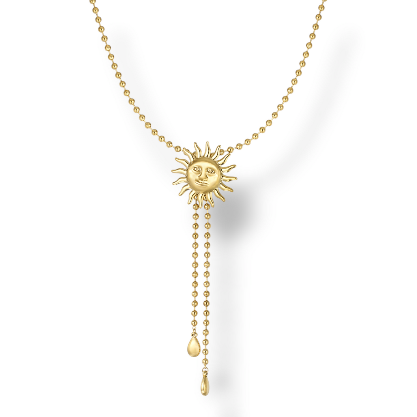 COLLIER SAUTOIR SOLEIL ACIER OR