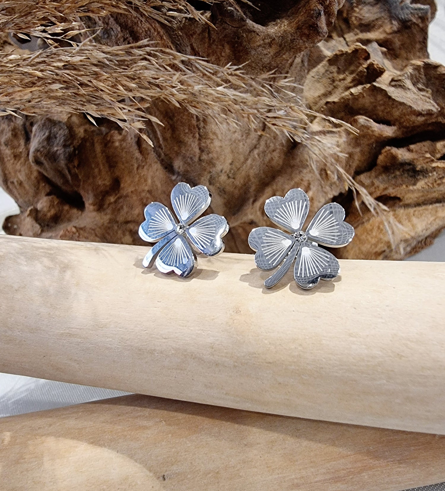 Boucles d'oreilles Flora acier argent - Collection SR