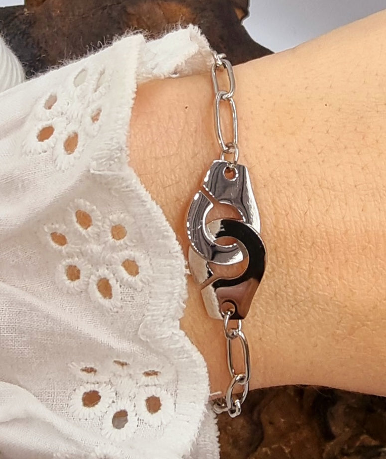 Bracelet Menotte Argent 925 rhodié et Oxydes Zirconium - Longueur 19 cm -  Femme | eBay