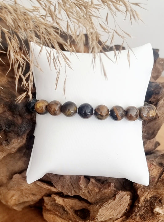 Bracelet pierres Oeil de tigre 8mm - Collection SR