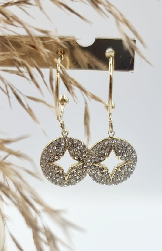 BOUCLES D'OREILLES LOUISE ACIER OR - Collection SR