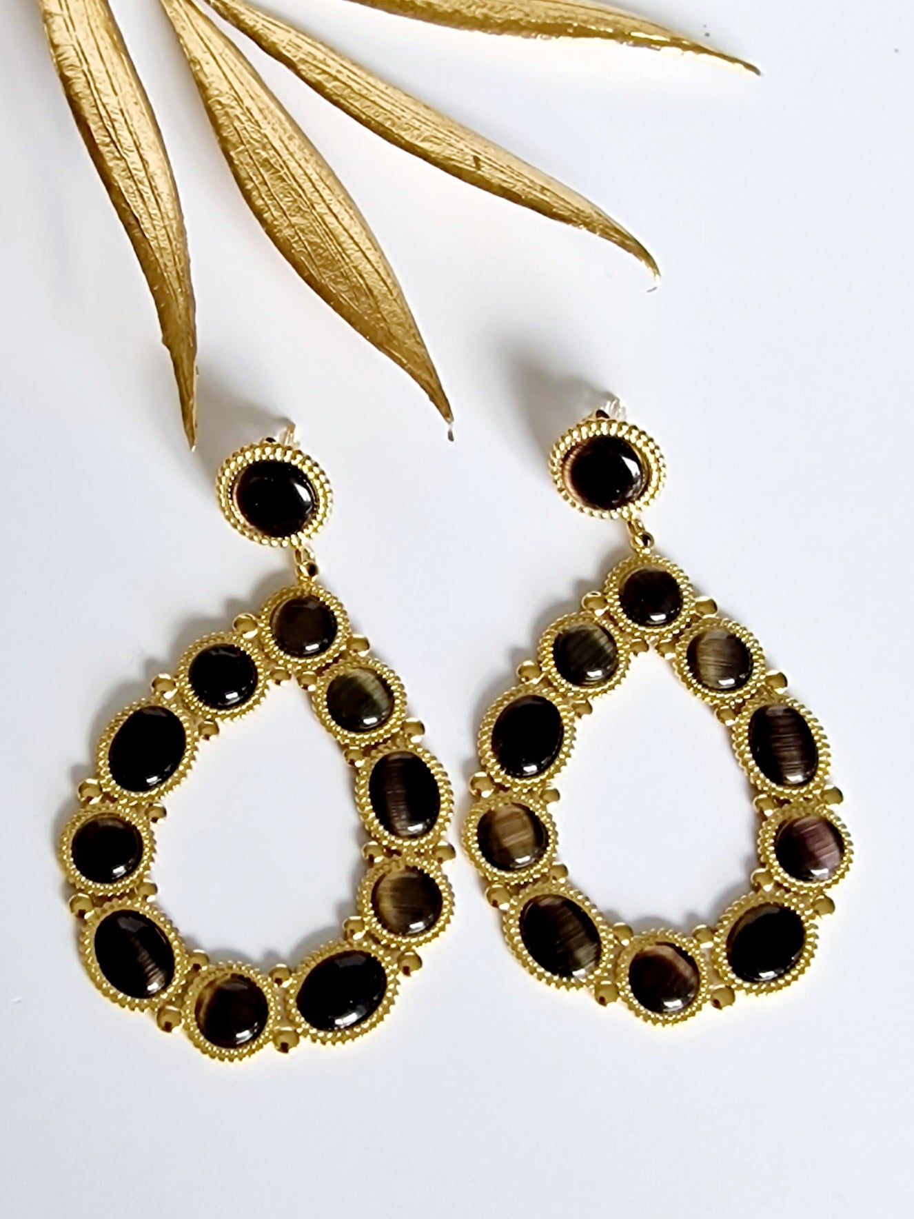 BOUCLES D'OREILLES KARA ACIER OR NOIR