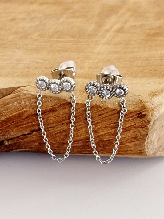 BOUCLES D'OREILLES BASIL ACIER ARGENT